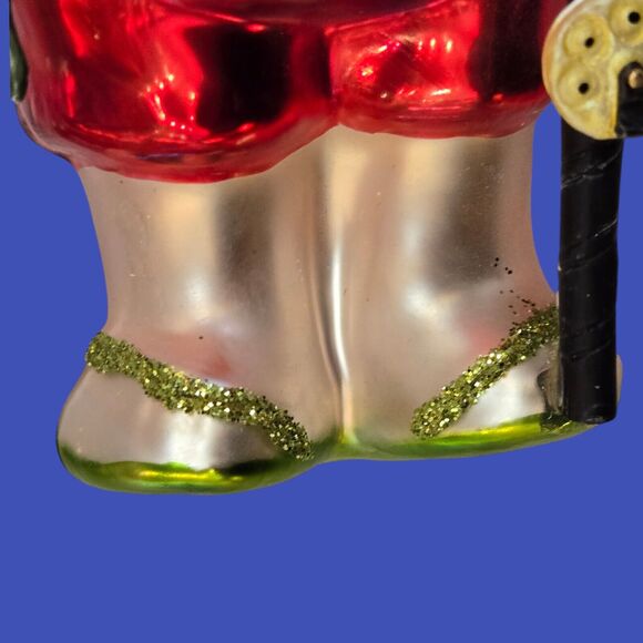 Vacation Hippie Flip Flop Fishing Rod Tiki Santa Claus 5" Blown Glass Ornament - Picture 11 of 12